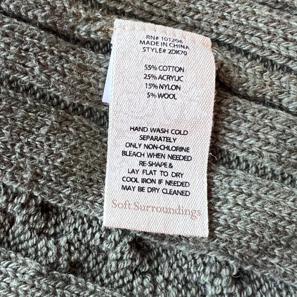 Soft Surroundings Cable Knit Open Front Cardigan Sweater Sage Green Size Large - Picture 7 of 8
